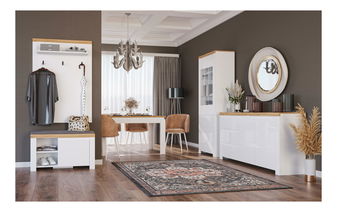 Jídelna Vina 1 (bílá lesklá + dub wotan)