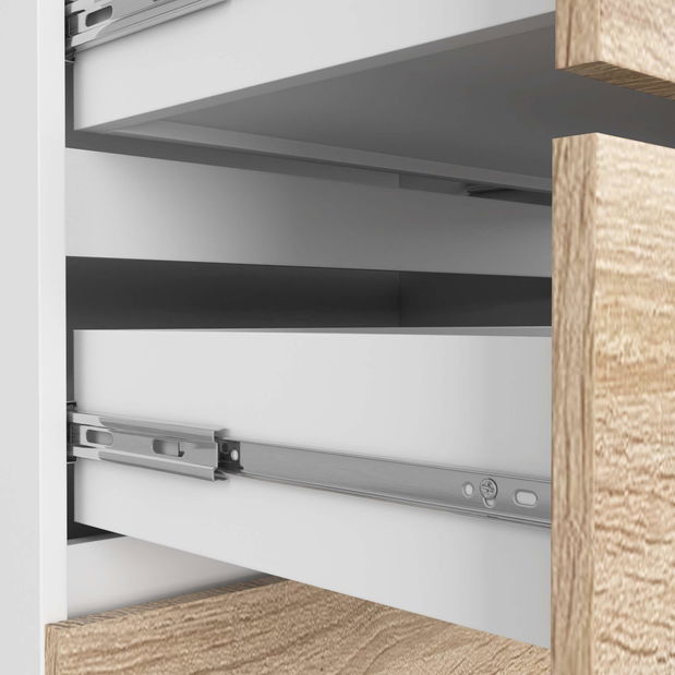 Komoda Keanu V (bílá + dub sonoma)