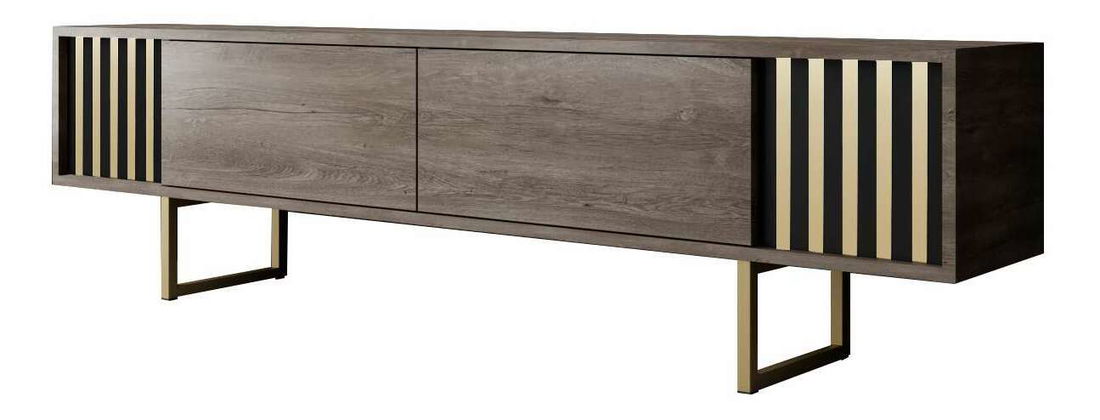 TV stolek/skříňka Goldise (ořech + zlatá)