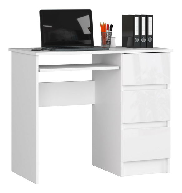 PC stolek Benicio (bílá + bílý lesk) (P)