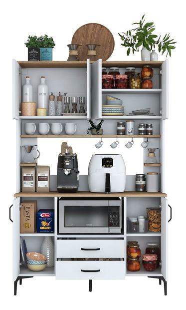 Policová skříň Jenaretta 168 (bílá + ořech)