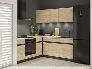 Rohová kuchyně BRW Junona Line 200 + 200 cm (wenge + dub sonoma)