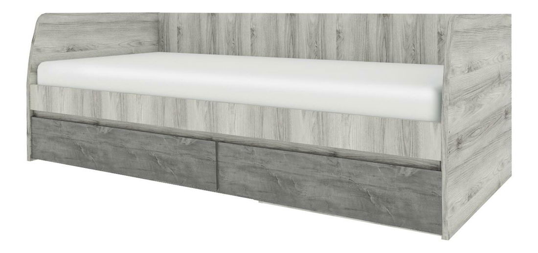 Jednolůžková postel 90 cm (válenda) Japon 2 (kaštan nairobi + onyx) (s roštem) (s úl. prostorem)