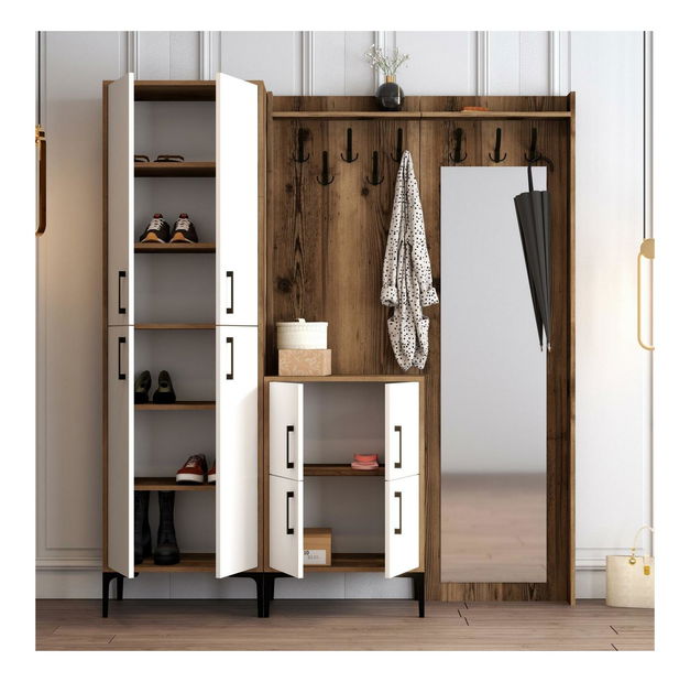 Předsíňová stěna Betina ABC (bílá + ořech)