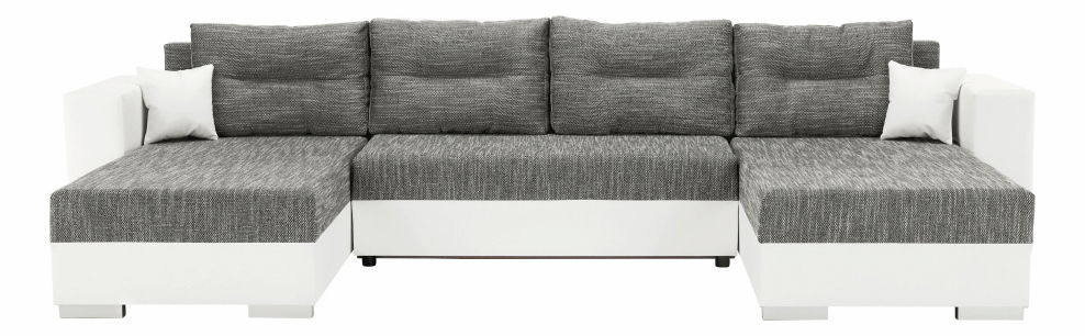 Rohová sedací souprava ve tvaru U Esa (bílá + šedá)