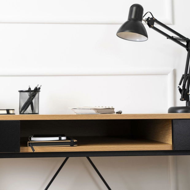 Psací stolek Reaparecio (dub zlatý + černá)