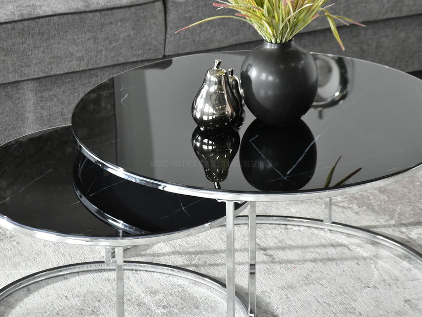 Konferenční stolek Grande (černý mramor + chromová)