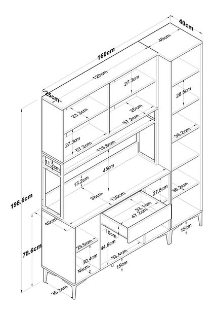 Kuchyňská skříň Jenaretta 34 (bílá + černá)