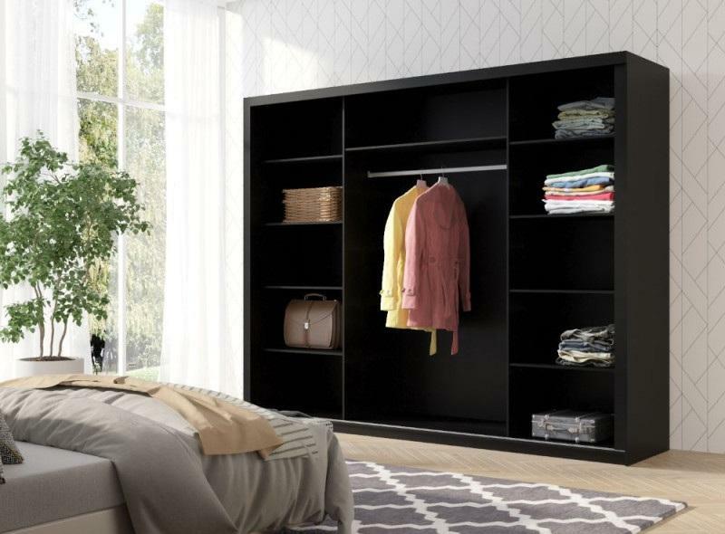 Šatní skříň s posuvnými dveřmi Framoretta 2 (černá)