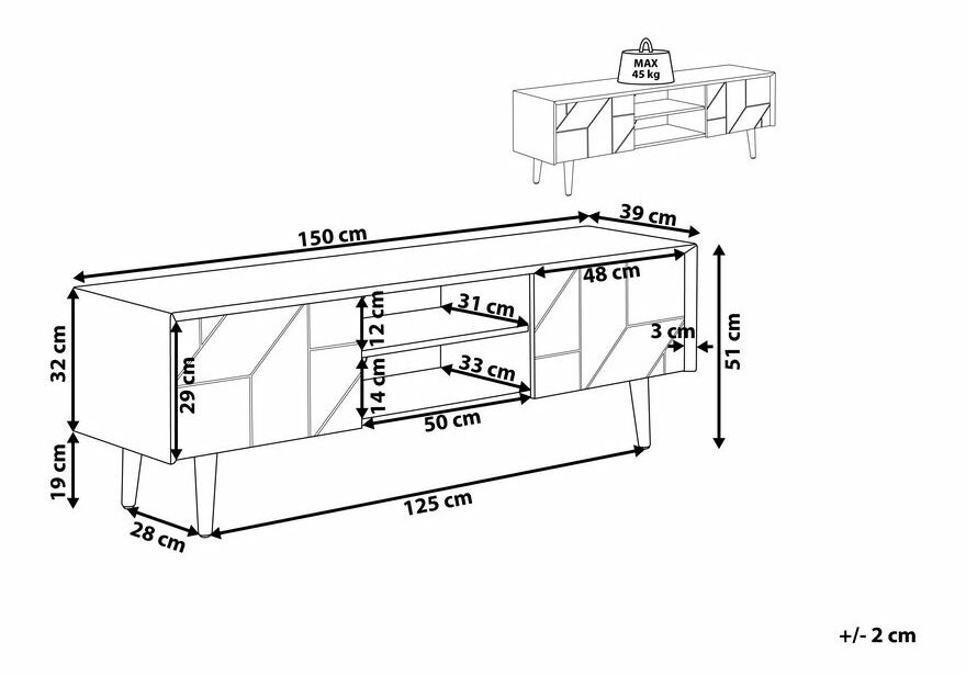 TV stolek Fred (světlé dřevo)
