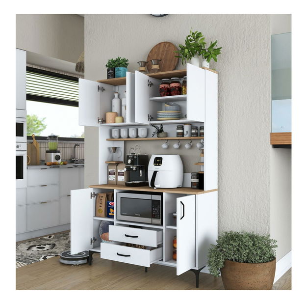 Policová skříň Jenaretta 168 (bílá + ořech)