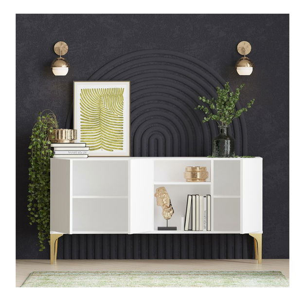 Skříňka Lipamo 5 (bílá + zlatá)