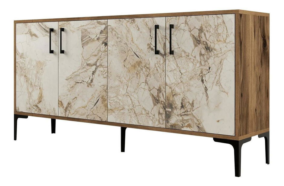 Skříňka Kim 160 (ořech + bílý mramor)