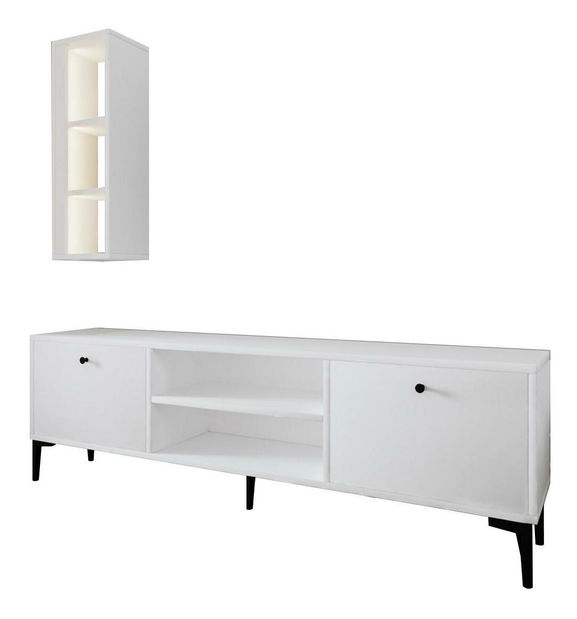 Obývací stěna Kuvuni 1 (bílá) (s osvětlením)