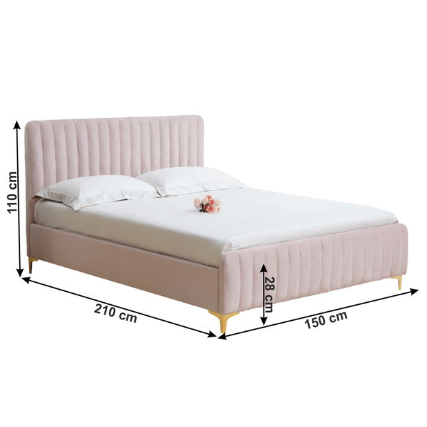 Manželská postel 140 cm Karilla (růžová) (s roštem)