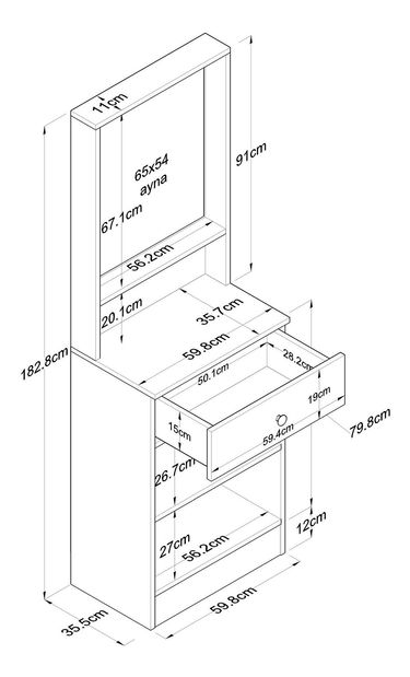 Předsíňová stěna Pixie 6 (ořech + bílá) (se zrcadlem)