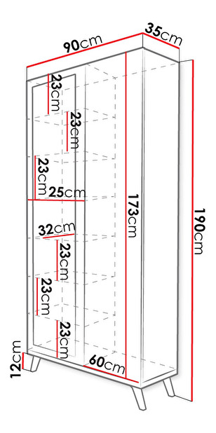 Šatní skříň Talbergia TN05 (bílá + bílá + dub craft zlatý)