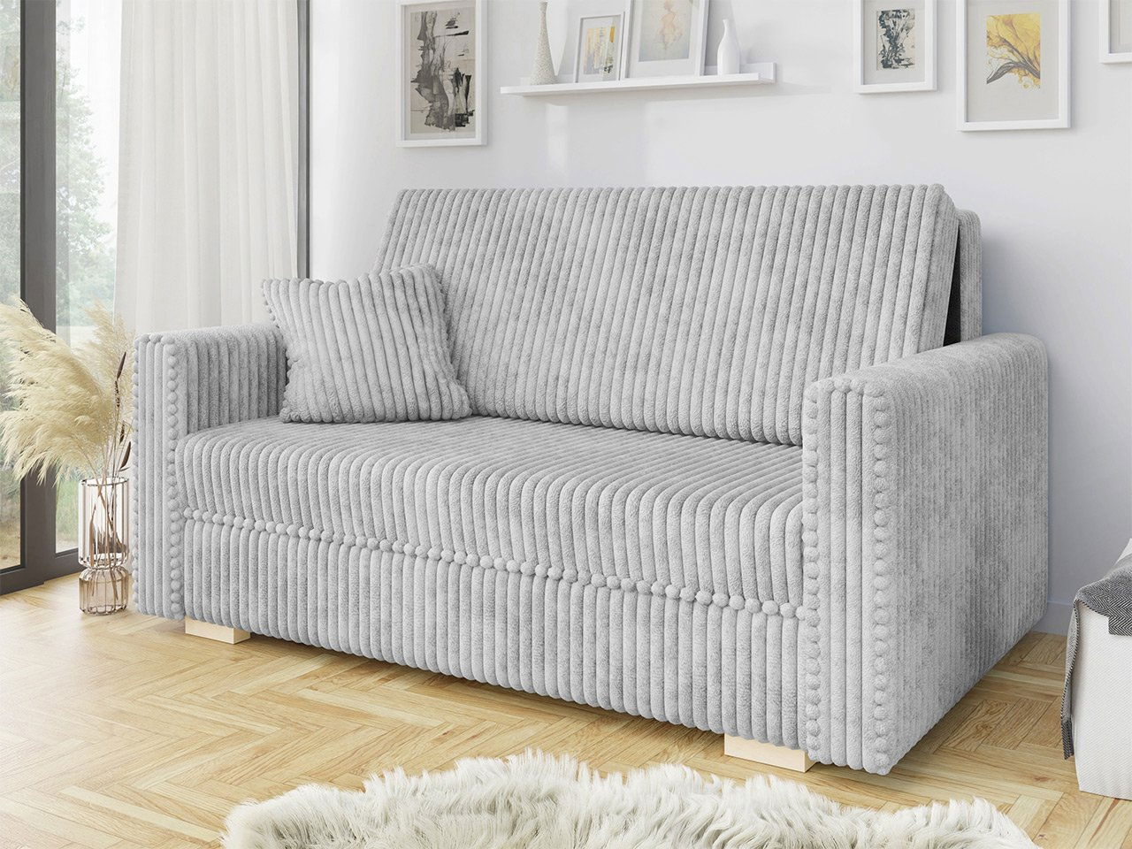 Rozkládací pohovka Carivia Piano III (světle šedá) (s úl. prostorem)