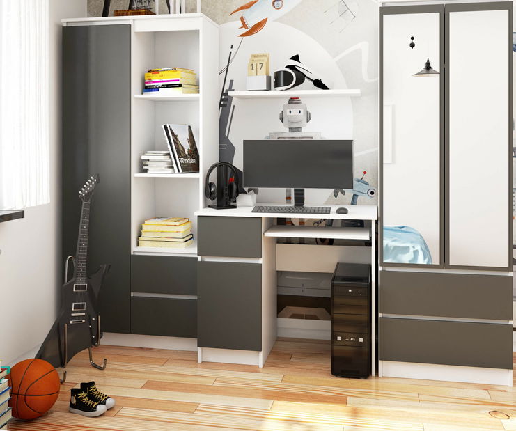 PC stolek Bhaskar (bílá + šedá) (L)