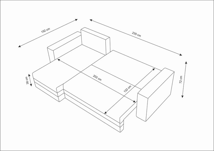 Rohová sedačka Safino (tmavě hnědá + světle hnědá) (L)