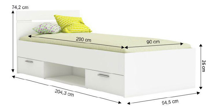 Jednolůžková postel 90 cm Myriam (bíla)