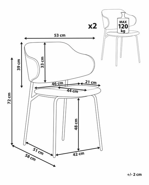 Set 2 ks jídelních židlí Kenza (zelená)