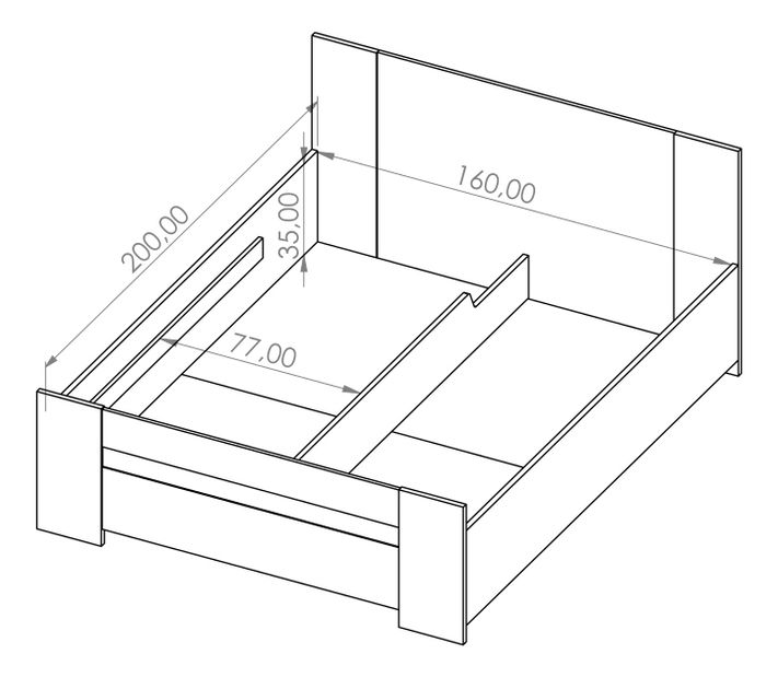Manželská postel 160 cm Bonaparte P (dub artisan) (s roštem)