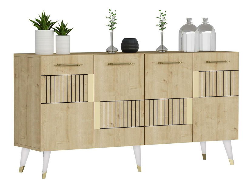 Skříňka Lotoka 1 (dub safírový + zlatá)