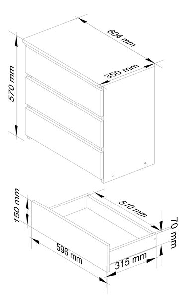 Komoda Cleania CL3 (šedý grafit)
