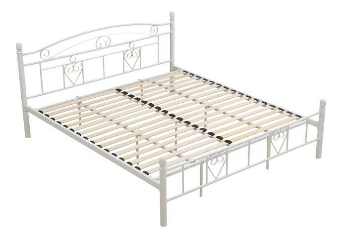 Manželská postel 180 cm Birie (s roštem) (bílá)