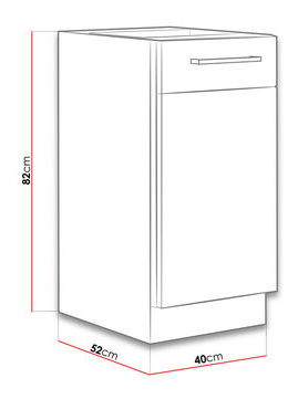Dolní kuchyňská skříňka Bronte 40 D 1F BB (dub lancelot + bílý lesk)