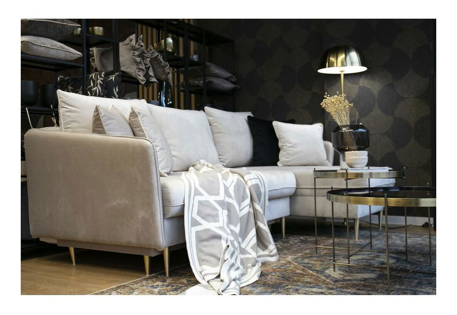 Rohová sedací souprava Vivaldio L (béžová + zlatá)