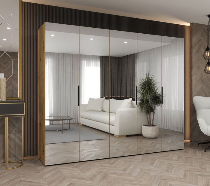 Šatní skříň 250 cm Mirabella 3 (dub artisan + černá)