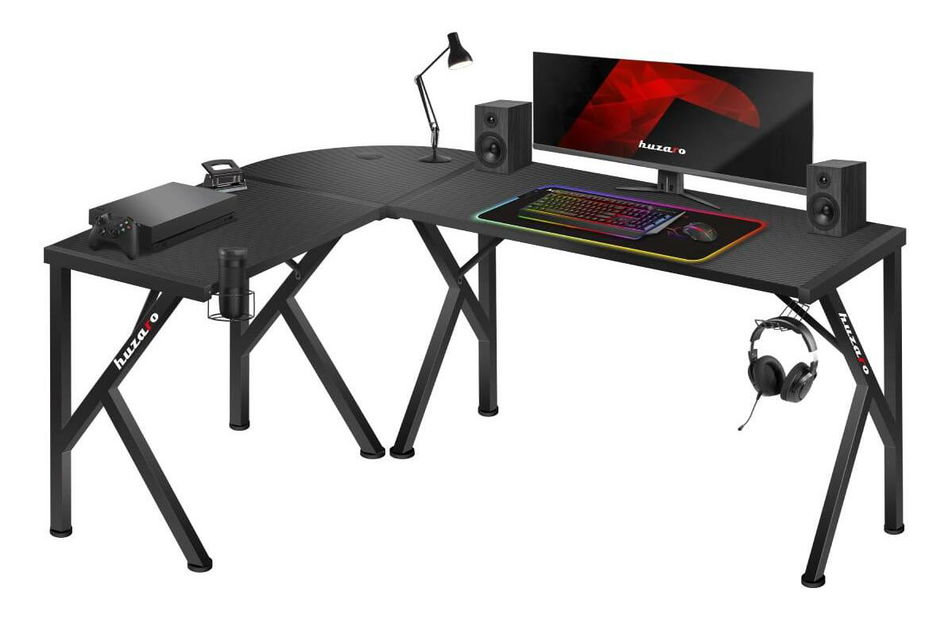 Rohový PC stolek Hyperion 6.3 (černá)