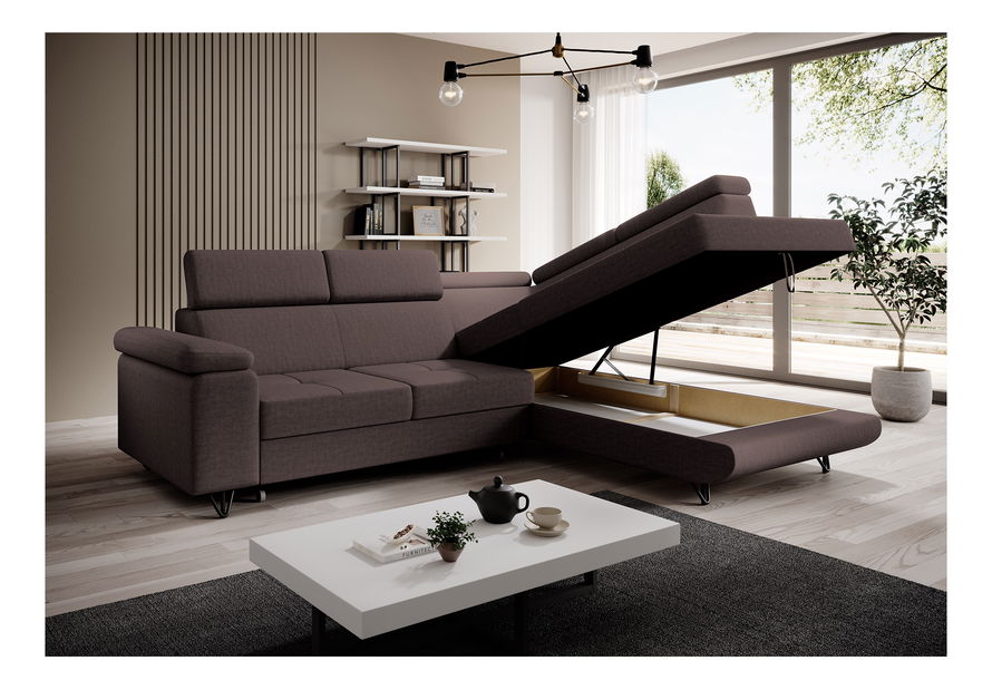 Rozkládací sedací souprava Jopo (hnědá) (P) 