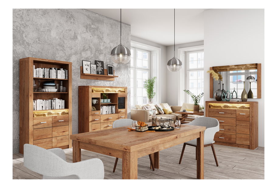 TV stolek/skříňka Indie 10 (s LED osvětlením) (jasan světlý) *výprodej