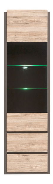 Vitrína BRW Author REG1W2S/20/6 (Láva + Dub Sanremo světlý) (s osvětlením)