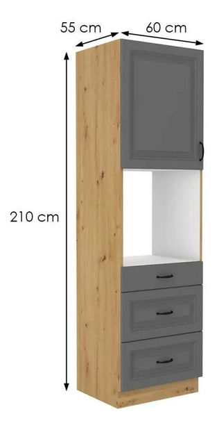 Potravinová kuchyňská skříňka na troubu Sheila 60 DPS 210 3S 1F (dub artisan + bilá)