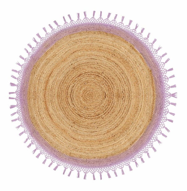 Koberec ⌀ 140 cm Marty (béžová + fialová)