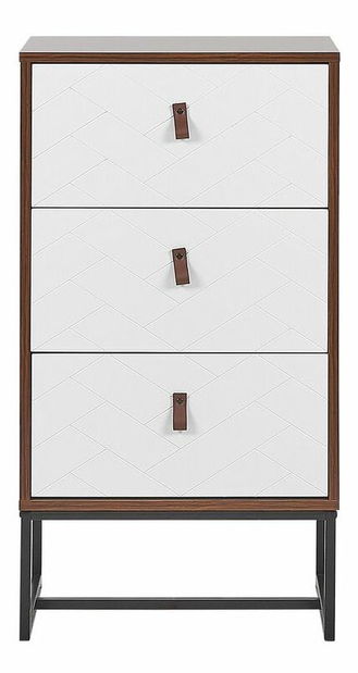 Komoda NAVVEA (tmavé dřevo + bílá)