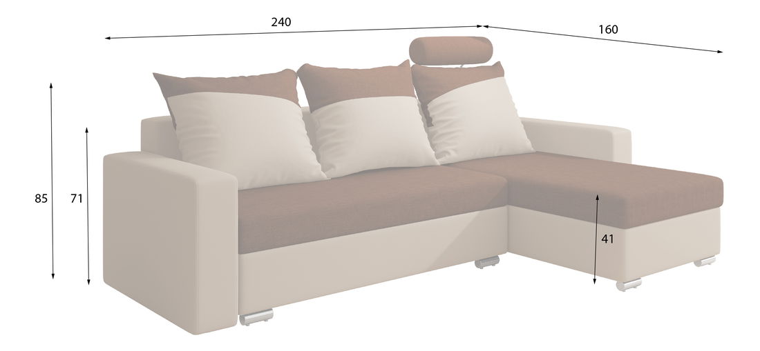 Rohová sedací souprava Maratto (světle šedá + černá) (P)