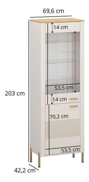 Vitrína Reiteradas 1 (kašmír + dub kamenný)