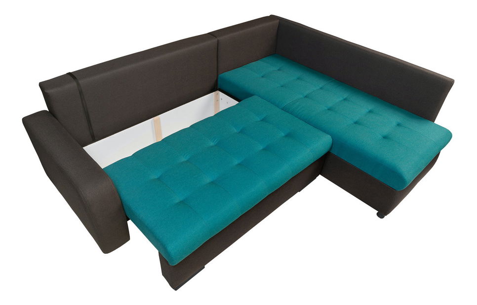 Rohová sedací souprava BRW Olimp Lux 3DL.RECBKMU LED šedá/tyrkysová (L) (s osvětlením)