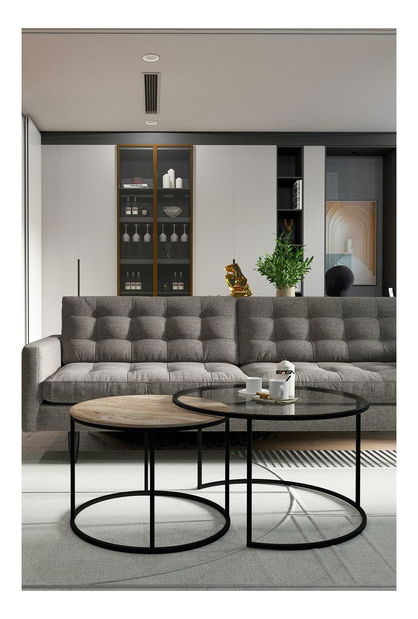 Konferenční stolek Kjusu (průsvitná + borovice antická)