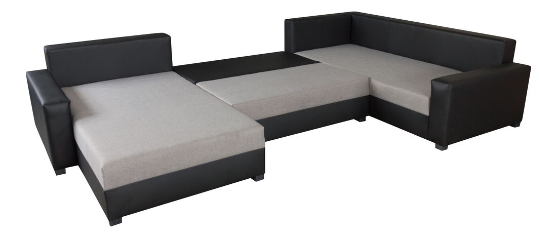 Rohová sedací souprava ve tvaru U Banno (černá) (P)