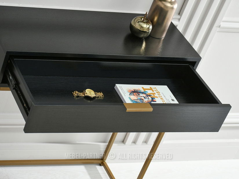 Konzolový stolek Norma M (černé dřevo + zlatá)