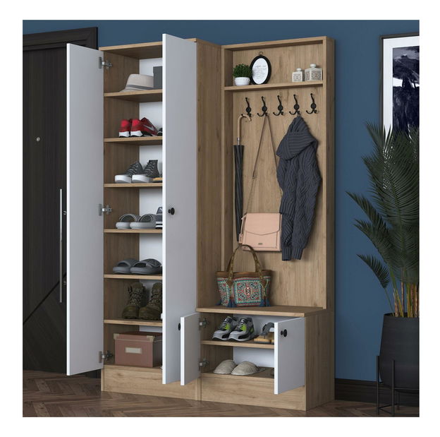 Předsíňová stěna Pixie 11 (ořech + bílá)