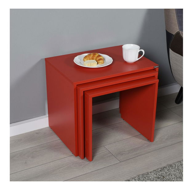 Set 3 konferenčních stolků Shotaretta (červená) *výprodej