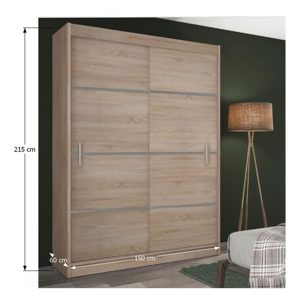 Šatní skříň Magnet 150 (dub sonoma + šedá)