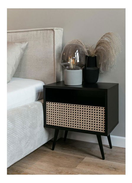 Manželská postel 140 cm Fatime (s roštem) (s úl. prostorem) (béžovošedá + černá)